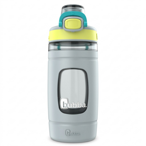 High-resolution hero shot of the 16 oz Bubba Flo bottle in Light Stone, Limelight, and Scuba on a white background.