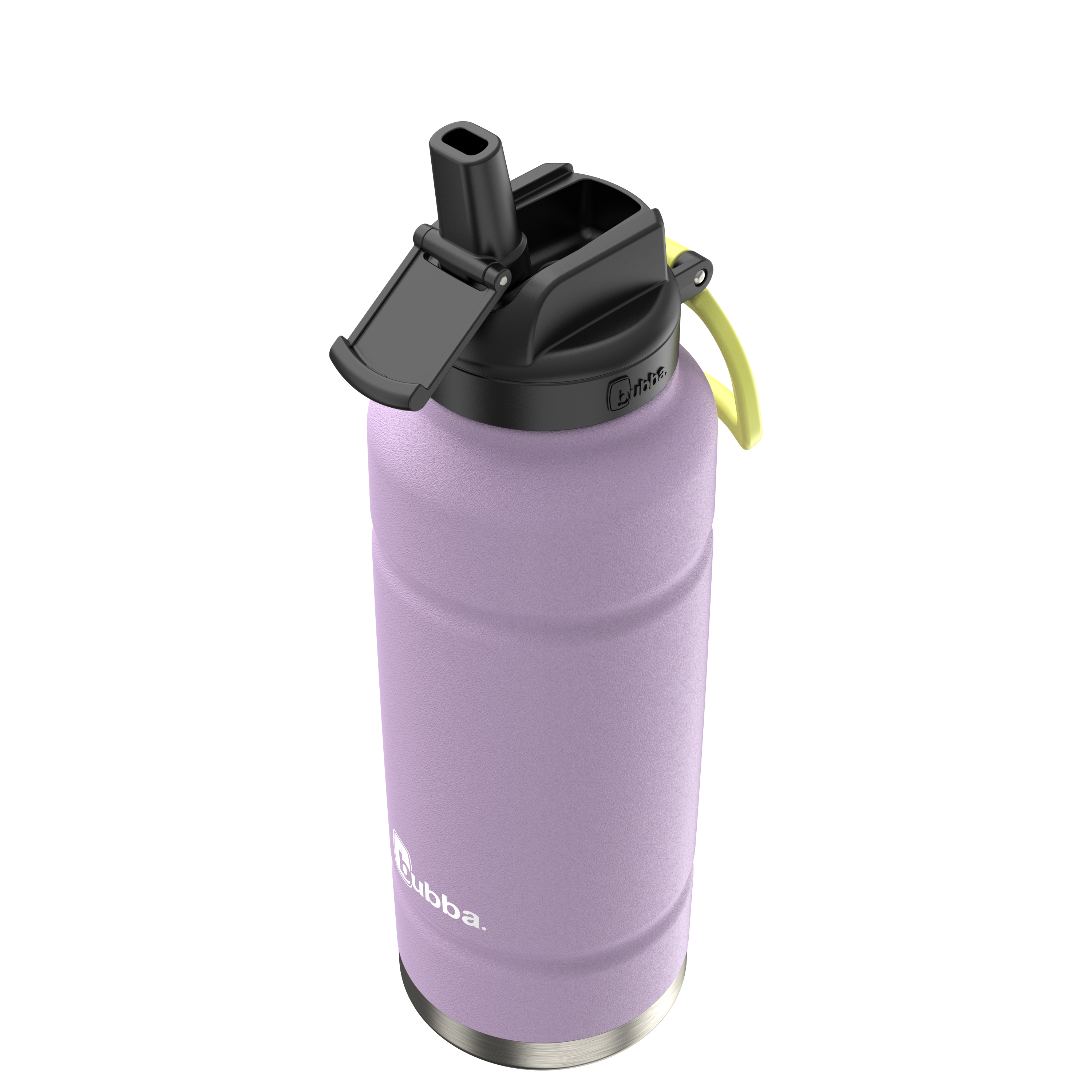 bubba 40 oz Trailblazer in Lavender Frost, straw lid open showing the drinking straw