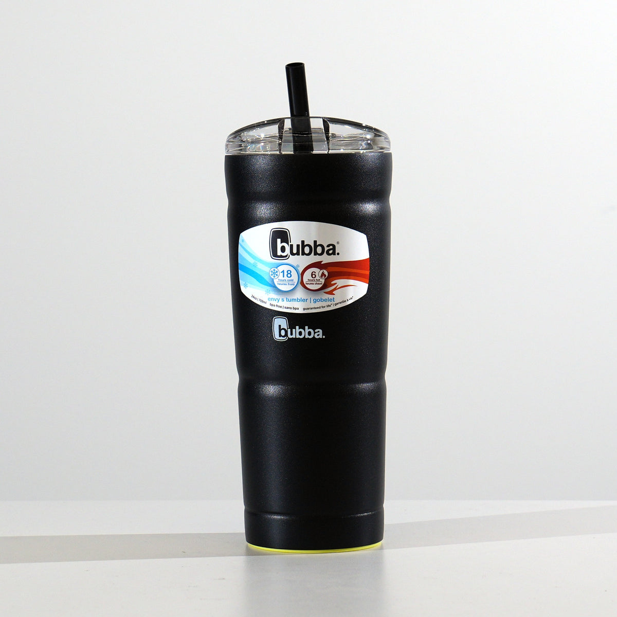 24 oz Envy S tumbler with straw lid in Licorice, studio photo
