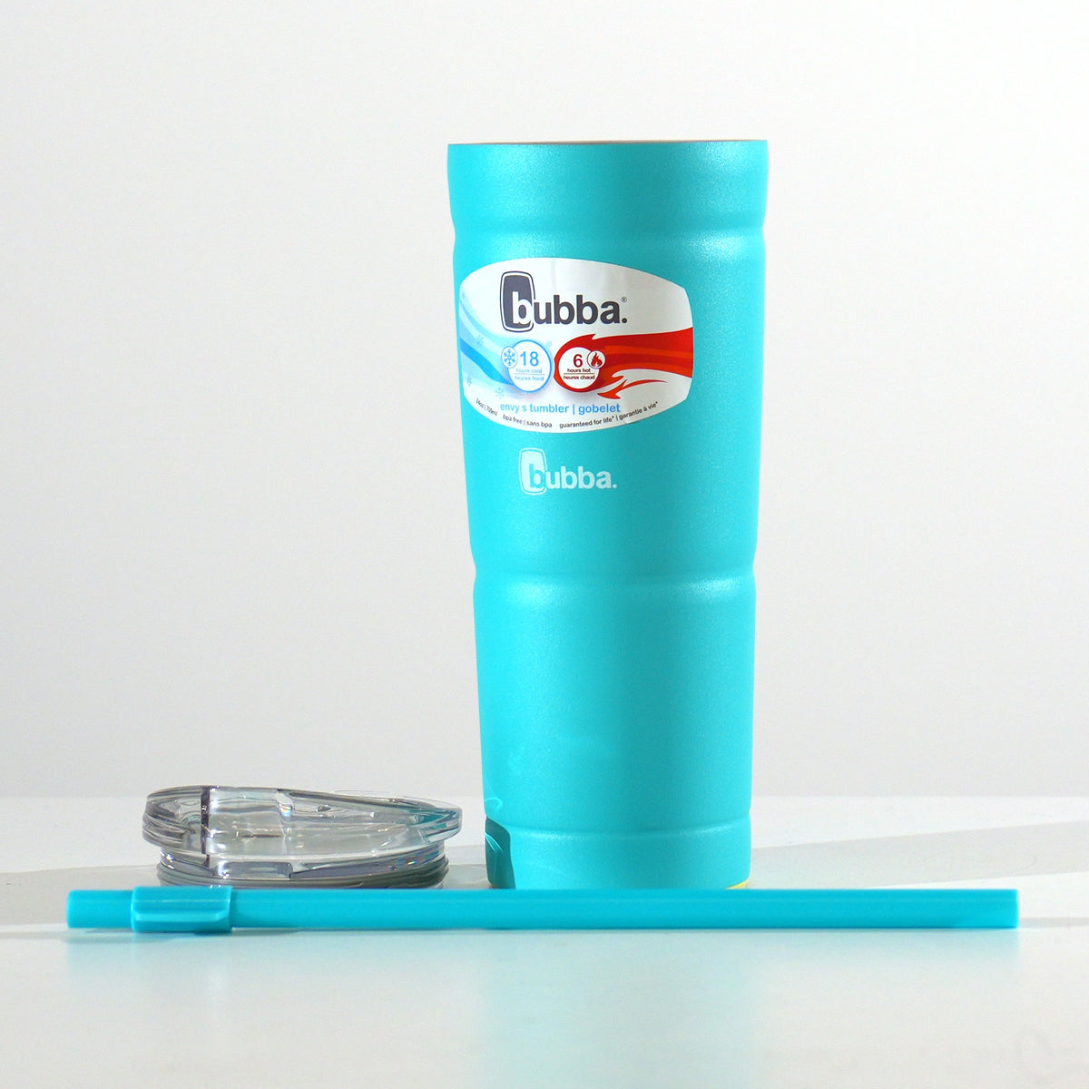 24 oz Envy S tumbler with straw lid in Scuba with lid off, studio photo