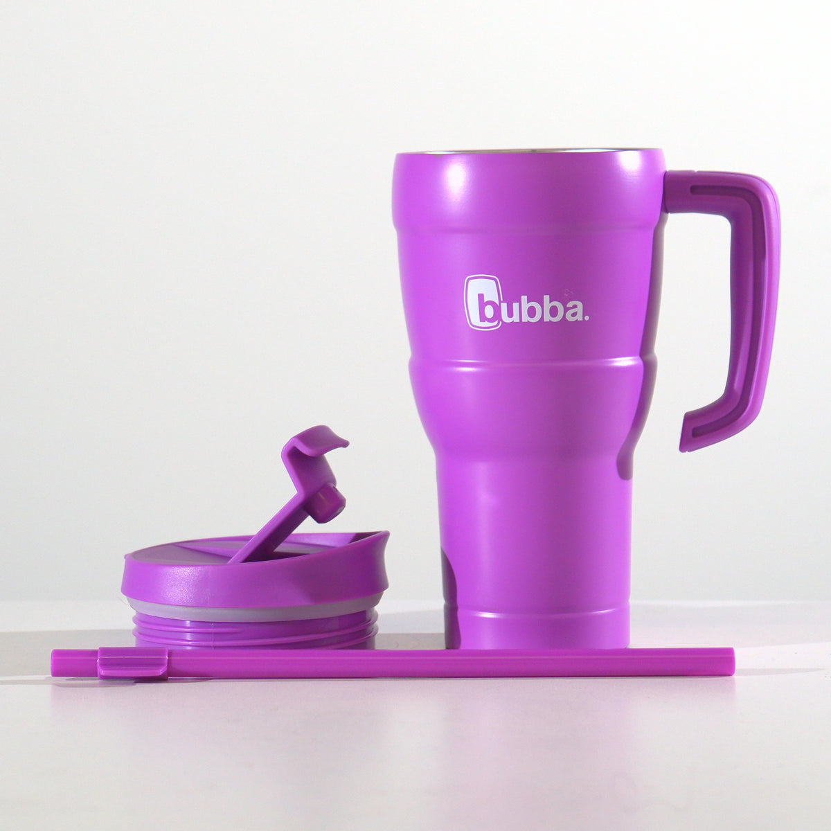 24 oz Hero XL tumbler in Magenta/Galactic with lid off, studio photo